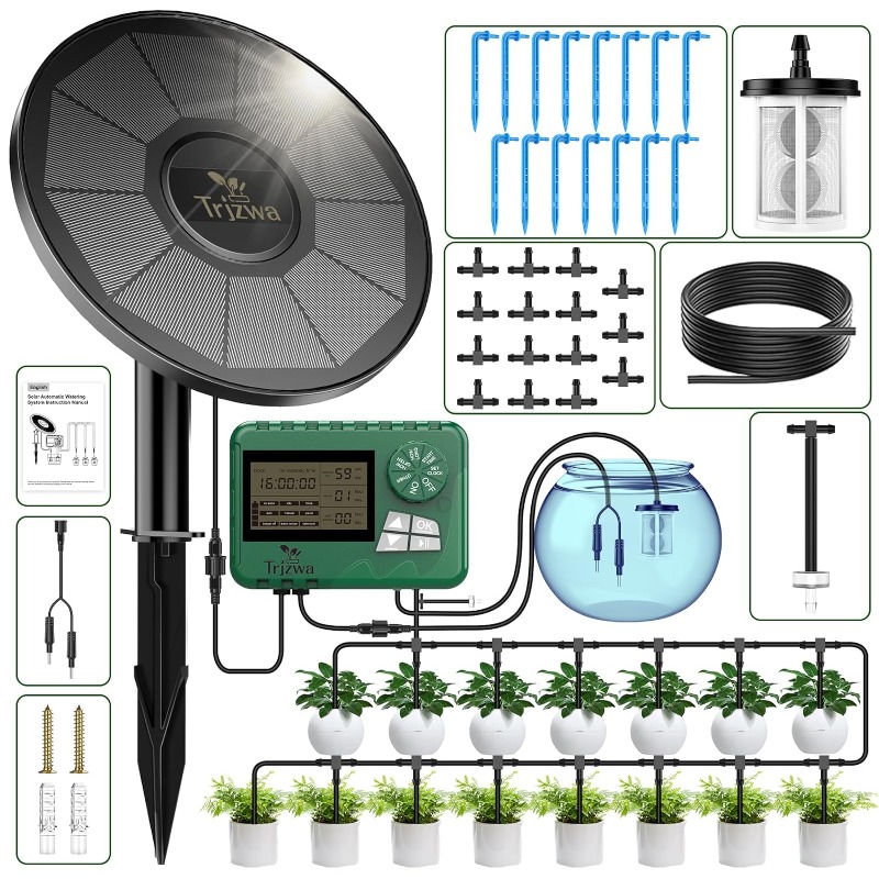 Automatic Plant Waterer - Équipement d'irrigation solaire, Kit d'irrigation goutte